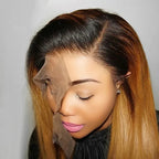 Straight 1B_27 Color Lace Front Wig No Shedding No Tangle Remy Hair No Chemical Processing Pre Plucked Hairline