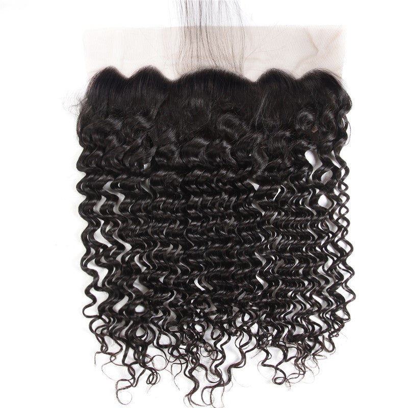 13x6 Deep Wave Curly Lace Frontal No Shedding No Tangle Suitable Dying Colors Pre Plucked Hairline Swiss Lace