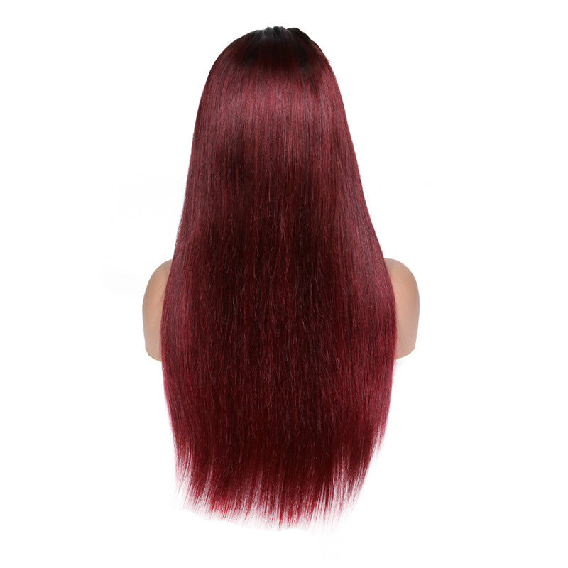 Color Full Lace Wig 1B/99J Straight Unprocessed Human Hair Ombre Color Wigs Wholesale For Black Women