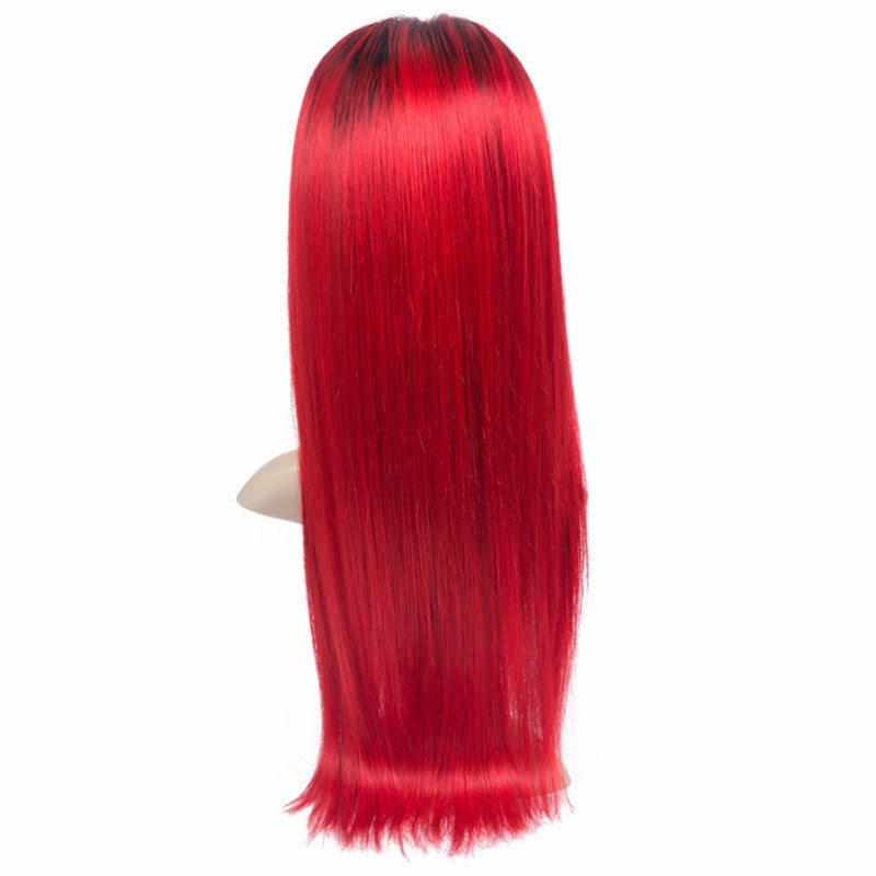 Color Full Lace Wig Straight 1B Red Ombre Color Top Quality For Women Long Straight Virgin Hair
