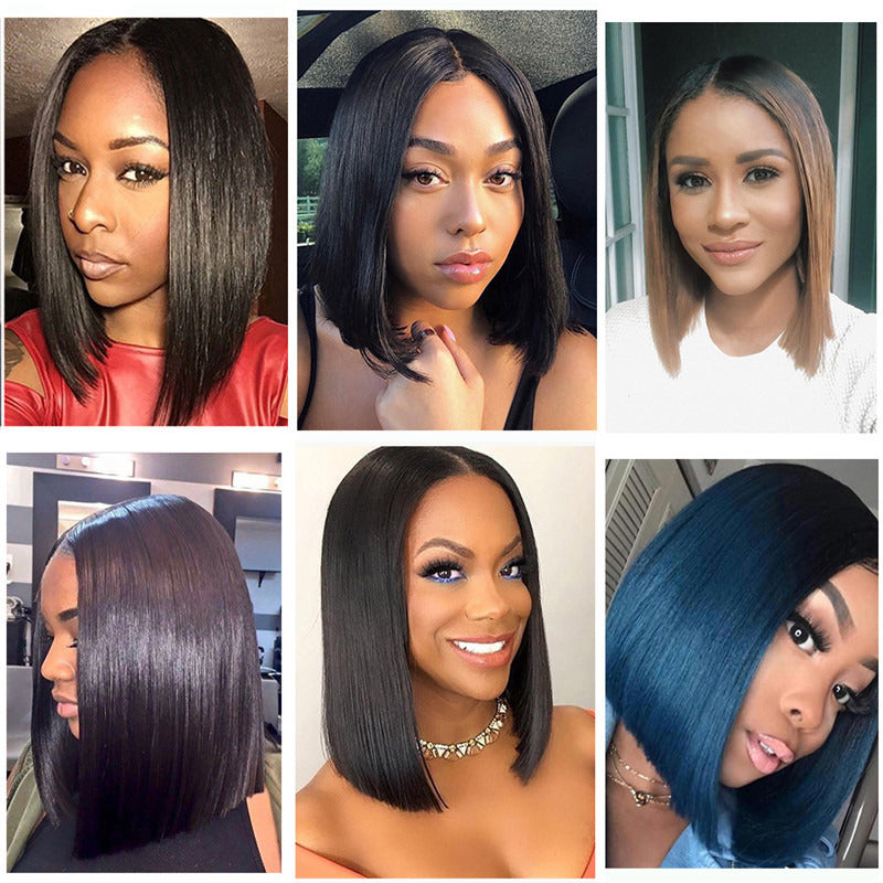 Straight Bob Lace Front Wig 1b/30# Color Wigs 150% Density Human Hair Wig