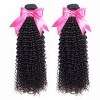 2 Bundles Afro Kinky Curly Natural Color Hair With 360 Lace Frontal With Baby Hair