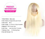613 Straight 360 Frontal Pre Plucked Hairline Hand Tied Blond Color Human Hair