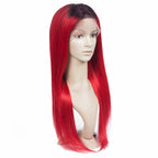Color Full Lace Wig Straight 1B Red Ombre Color Top Quality For Women Long Straight Virgin Hair