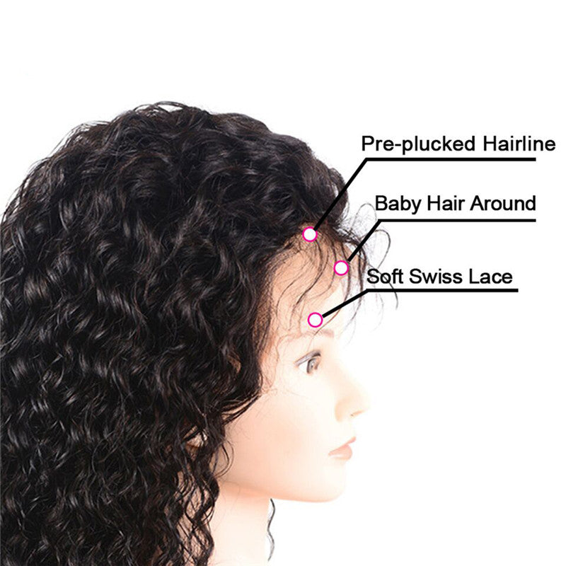 13x6 Lace Front Wig Deep Wave Curly Pre Plucked Hairline No Chemical Processing Hand Tied Human Hair