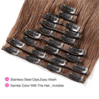 4# Color Straight 120g Human Hair 10PCS Clip In Hair Extentions For Women 10~30 Inch