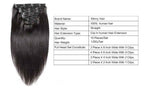 Straight 120g Human Hair 10PCS Clip In Hair Extentions For Women 10~30 Inch