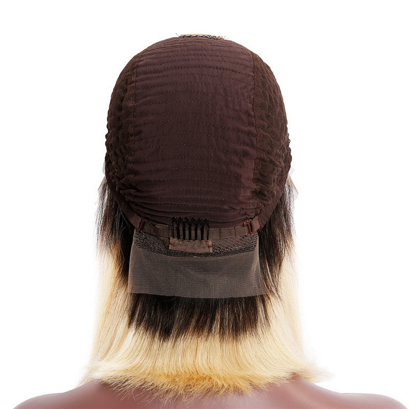 Straight Bob Lace Front Wig 1B/613 Color Wigs 150% Density With Baby Hair Remy Hair Natural Headline Suitable Dying Colors