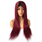Color Full Lace Wig 1B/99J Straight Unprocessed Human Hair Ombre Color Wigs Wholesale For Black Women
