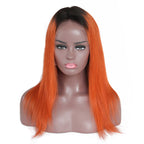 Color Full Lace Wig Straight T1B/Orange Root Ombre Color Glueless 130% Density 100% Human Wigs