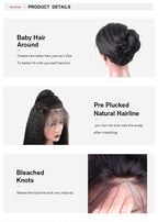 Kinky Straight Lace Front Wig Remy Hair Average Size Pre Plucked Hairline No Shedding No Tangle