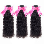 3 Bundles Afro Kinky Curly Natural Color Hair With 360 Lace Frontal With Baby Hair