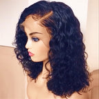 Curl 150% Density Bob Lace Front Wig Side Part Natural Color Pre Plucked Hairline With Baby Hair