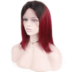 Straight Bob Lace Front Wig 1B/99J Color Wigs 150% Density Virgin Human Hair Wig