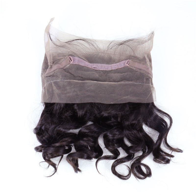 2 Bundles Virgin Hair Loose Wave With Natural Color 360 Lace Frontal