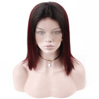 Straight Bob Lace Front Wig 1B/99J Color Wigs 150% Density Virgin Human Hair Wig
