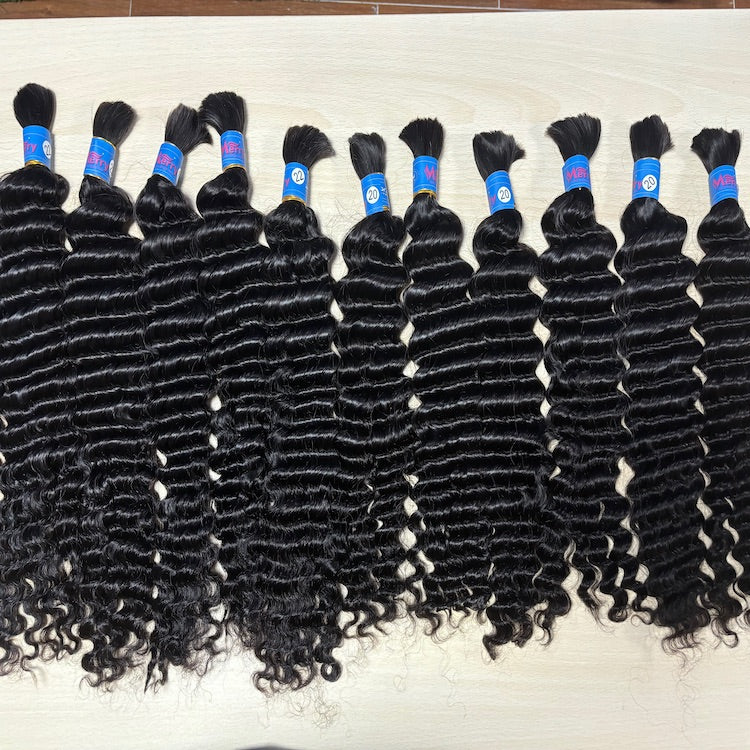 Deep Wave Human Hair Bulk Natural Color 100% Real Human Hair Braiding