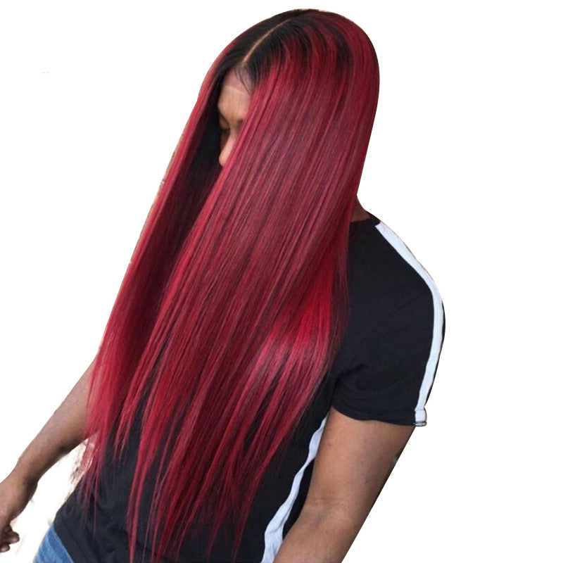 Color Full Lace Wig 1B/99J Straight Unprocessed Human Hair Ombre Color Wigs Wholesale For Black Women