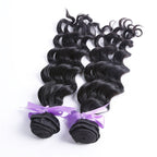 2 Bundles Natural Wave Natural Color Hair With 360 Lace Frontal Wavy Hair