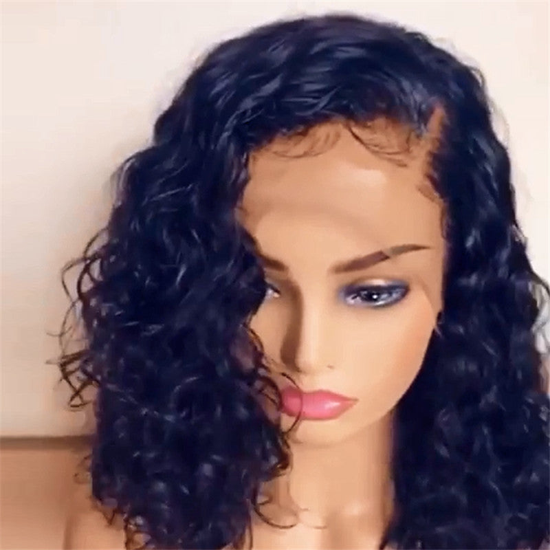 Curl 150% Density Bob Lace Front Wig Side Part Natural Color Pre Plucked Hairline With Baby Hair