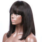 Straight 150% Density Bob Lace Front Wig Free Part Natural Color Pre Plucked Hairline