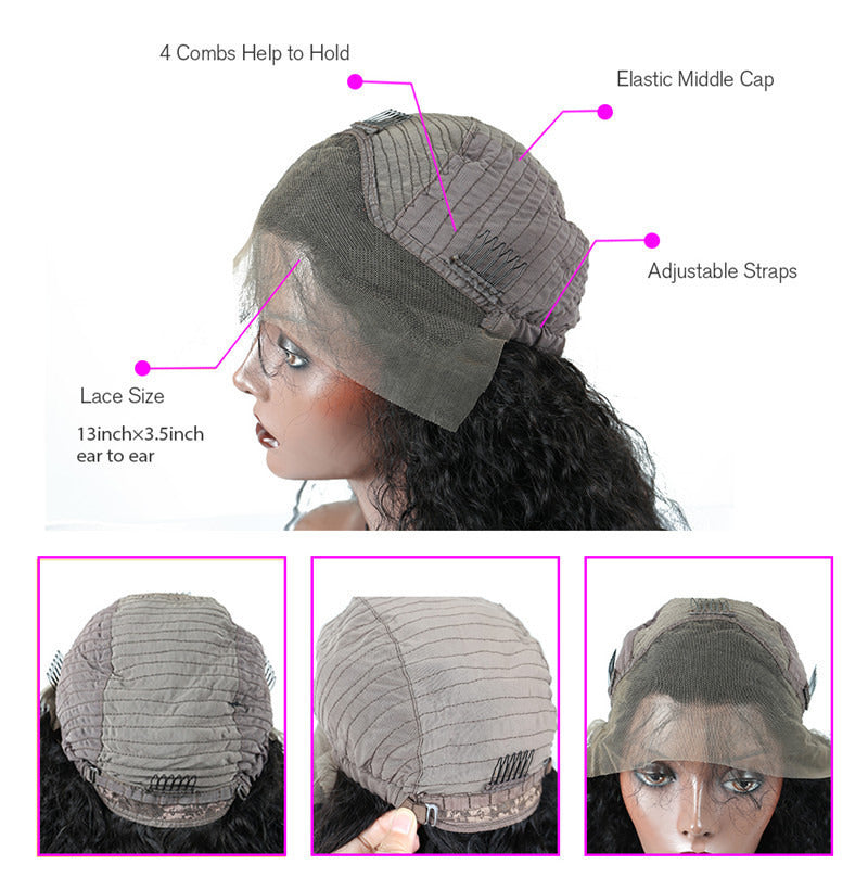 Short Bob Wigs With Middle Part Lace Front Wigs Deep Cruly Human Hair Bob Wigs For African American