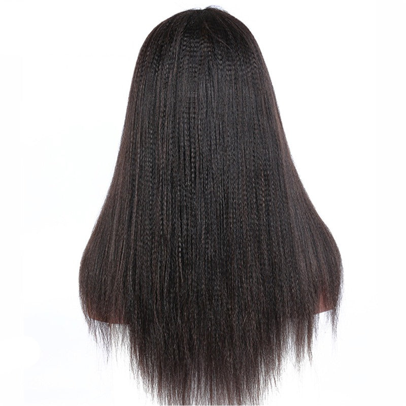 Full Lace Wig Yaki Straight Remy Hair No Chemical Processing Human Hair Suitable Dying Colors