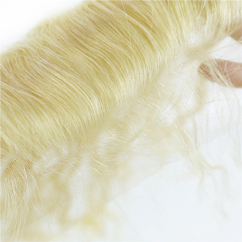 13x4 Lace Frontal Straight 613 Pre Plucked Hairline Human Hair Natural Headline Bleached Knots