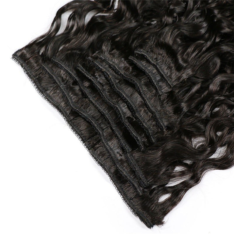 Natural Wave Wavy Natural Black Color Human Hair 10PCS Clip In Hair Extentions For Women 10~30 Inch