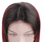Straight Bob Lace Front Wig 1B/99J Color Wigs 150% Density Virgin Human Hair Wig