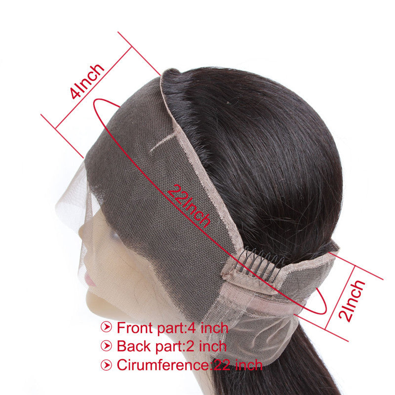 Natural Black Color 360 Lace Frontal With 3 Bundles Straight Human Hair Weave