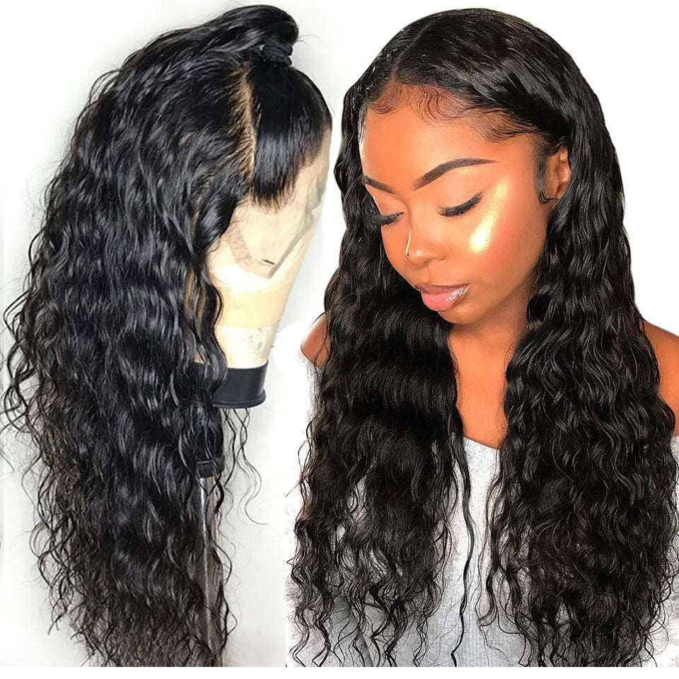 13x6 Lace Front Wig Water Wave No Shedding No Tangle With Baby Hair Hand Tied Natural Color
