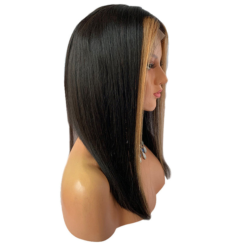 Straight Highlights Long Bob Wigs Lace Front Wig With Middle Part