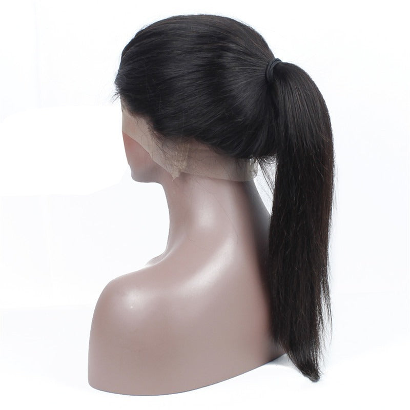 Straight Lace Front Wig Natural Headline Bleached Knots Can Be Permed Transparent Lace