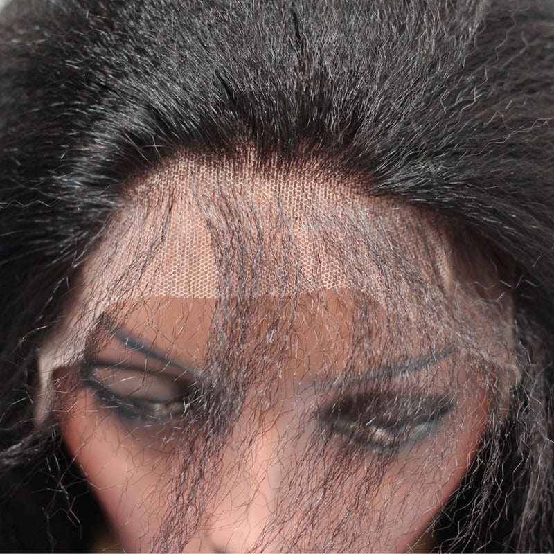 Kinky Straight 360 Lace Front Wig 150% Density Average Size Glueless Natural Headline Human Hair