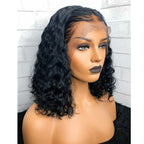 Short Bob Wigs With Middle Part Lace Front Wigs Deep Cruly Human Hair Bob Wigs For African American