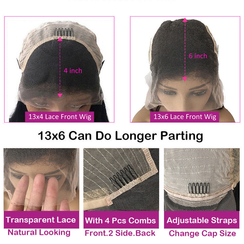 13X6 Inches Natural Black Curly Hair Undetectable Transparent Lace Human Hair Wigs