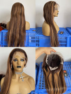 MerryHair 4#27 Highlight Wholesale Cheap Transparent Lace Front Wig Human Hair Lace Wigs