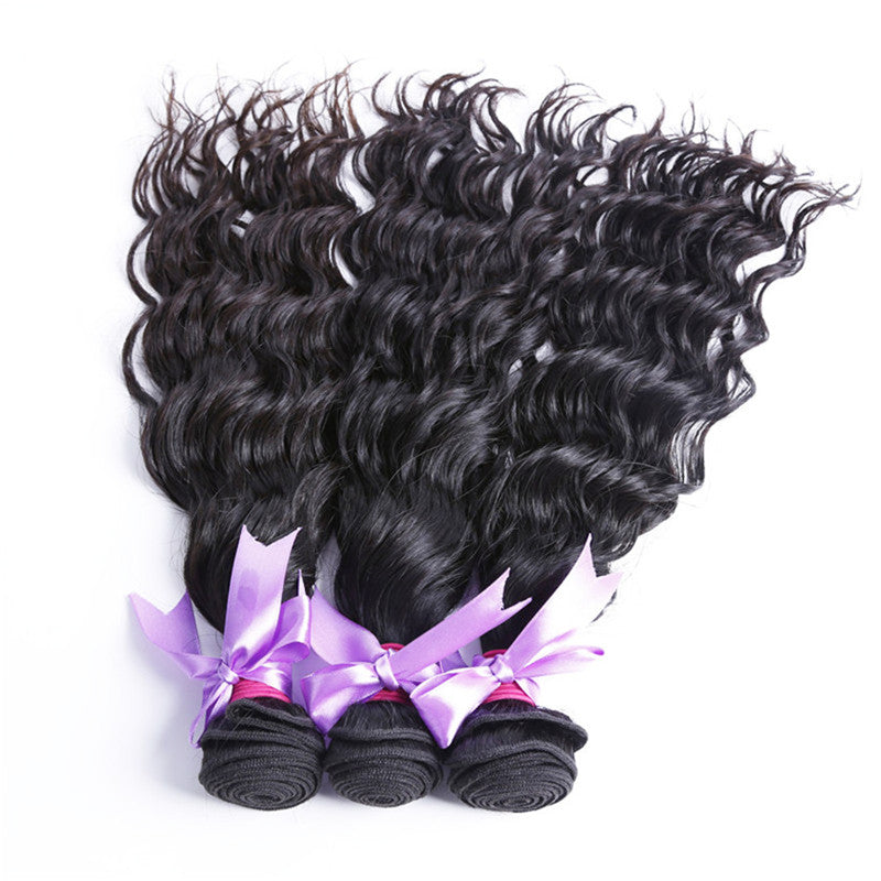 3 Bundles Water Wave With Human Hair 360 Lace Frontal With Baby Hair
