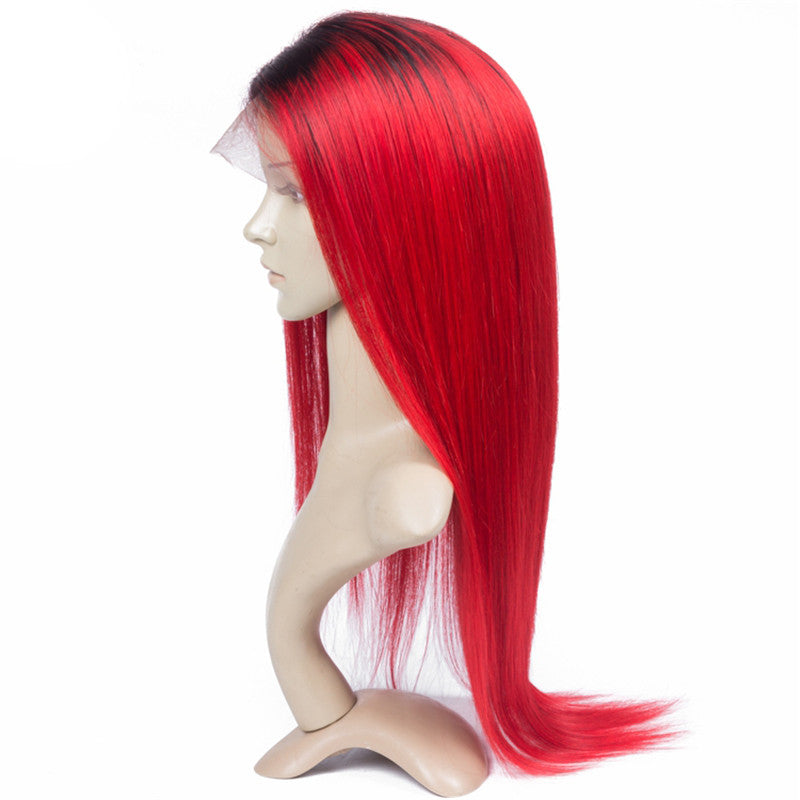 Color Full Lace Wig Straight 1B Red Ombre Color Top Quality For Women Long Straight Virgin Hair