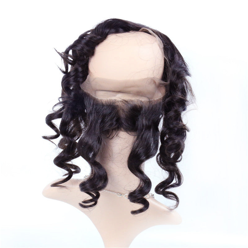 2 Bundles Virgin Hair Loose Wave With Natural Color 360 Lace Frontal