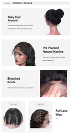 Transparent Lace Natural Wave Hair Wig 130% 180% Density Full Lace Wig Human Hair Wigs For Black Women