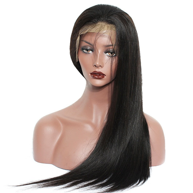Straight Lace Front Wig Natural Headline Bleached Knots Can Be Permed Transparent Lace