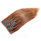 4# Color Straight 120g Human Hair 10PCS Clip In Hair Extentions For Women 10~30 Inch