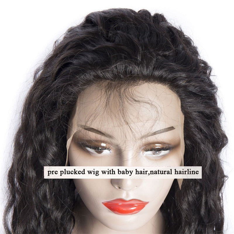 Water Wave 360 Lace Front Wig 150% Density With Baby Hair Pre Plucked Hairline No Chemical Processing Natural Headline