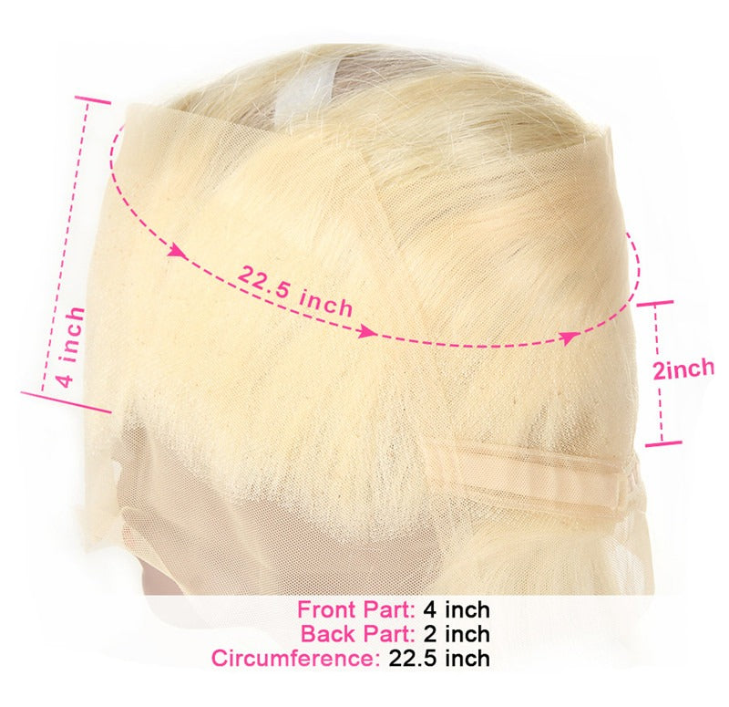 613 Straight 360 Frontal Pre Plucked Hairline Hand Tied Blond Color Human Hair