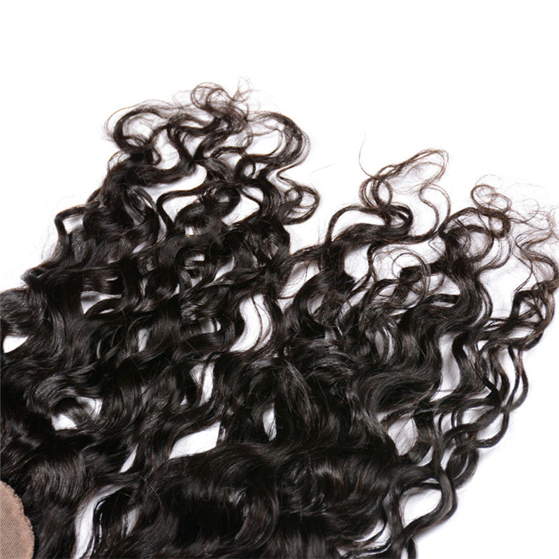 Water Wave 4x4 Free Part Silk Base Lace Closure Hand Tied Medium Brown Lace