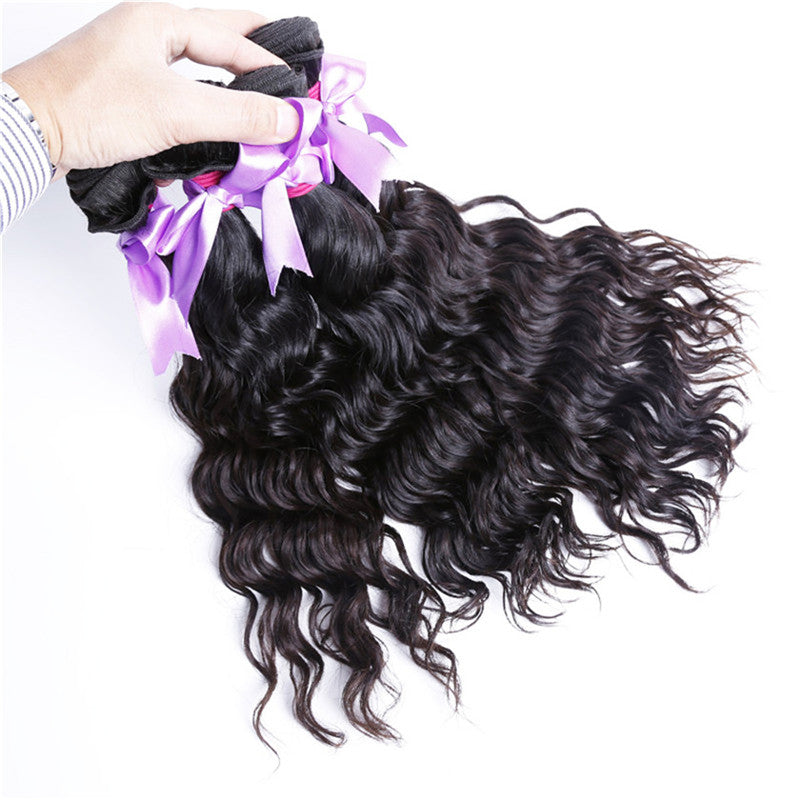 Water Wave 4x4 Inches Silk Base Closure With 4 Bundles Human Hair Bundles