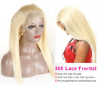 613 Straight 360 Frontal Pre Plucked Hairline Hand Tied Blond Color Human Hair