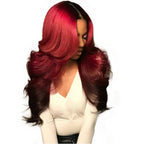 Color Full Lace Wig BodyWave 1B Red Ombre Color For Women Long Virgin Hair